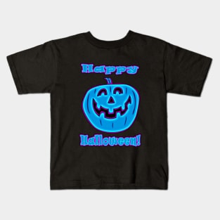 Blue Halloween Pumpkin Kids T-Shirt